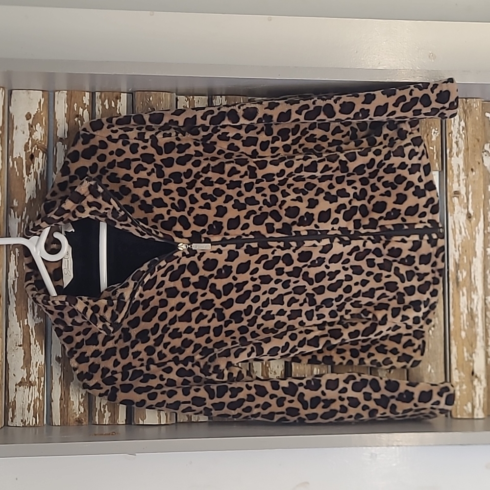 Womens Jasmine Rose Leopard Print Zip Jacket Sz.M